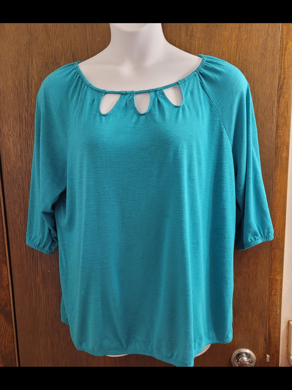 Faded Glory Teal Cutout Neck Women's Top